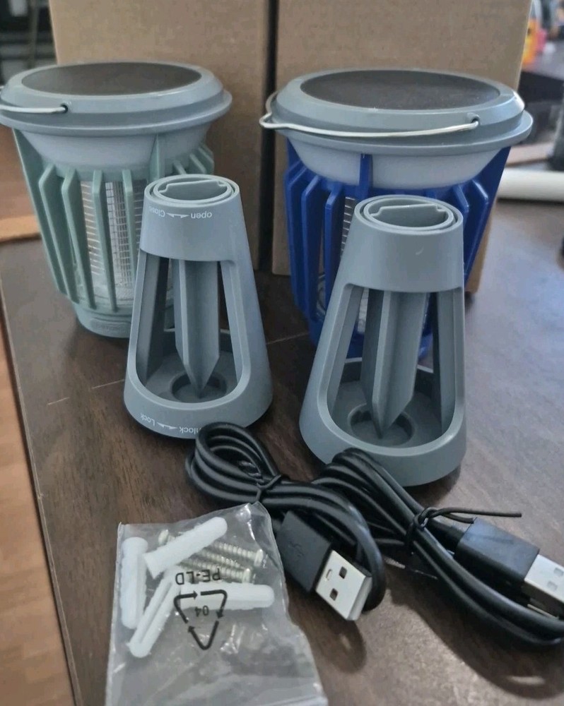 NEW! WISELY 2 PACK SOLAR "BUG" ZAPPER LANTERNS! SOLAR & RECHARGEABLE!