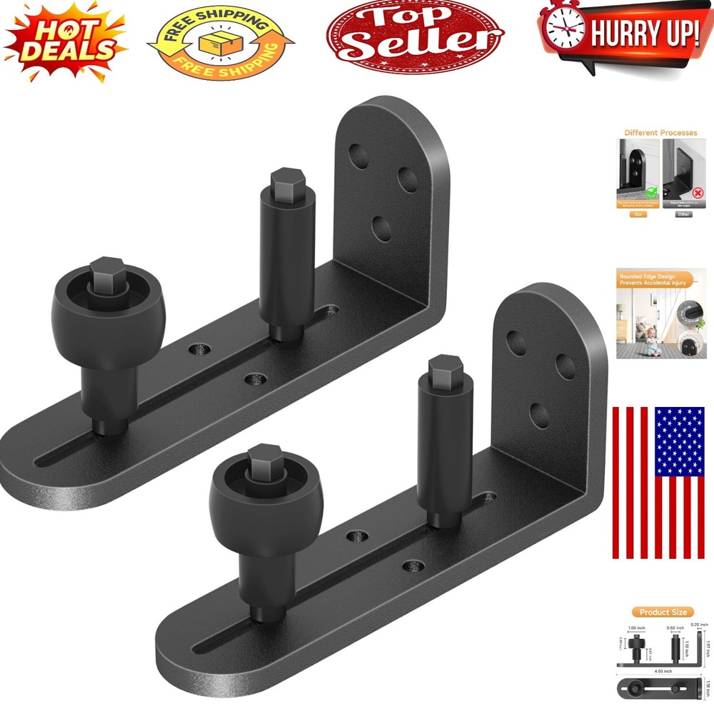 2PCS Sliding Barn Door Floor Guide - Adjustable Rollers, Quiet Operation