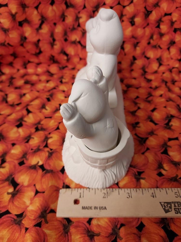 Ceramic Bisque~ Ready to Paint ~Ghost Fence Scene Rice Light Included