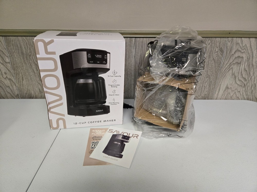 12-Cup Programmable Coffee Maker Ac-Powered Brewing Machine, Black