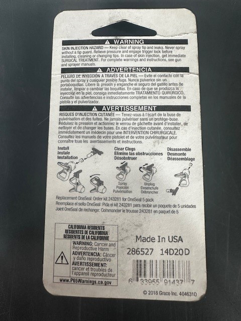 Graco 286527 Rac 5 SwitchTip Airless Sprayer Spray Tip 527