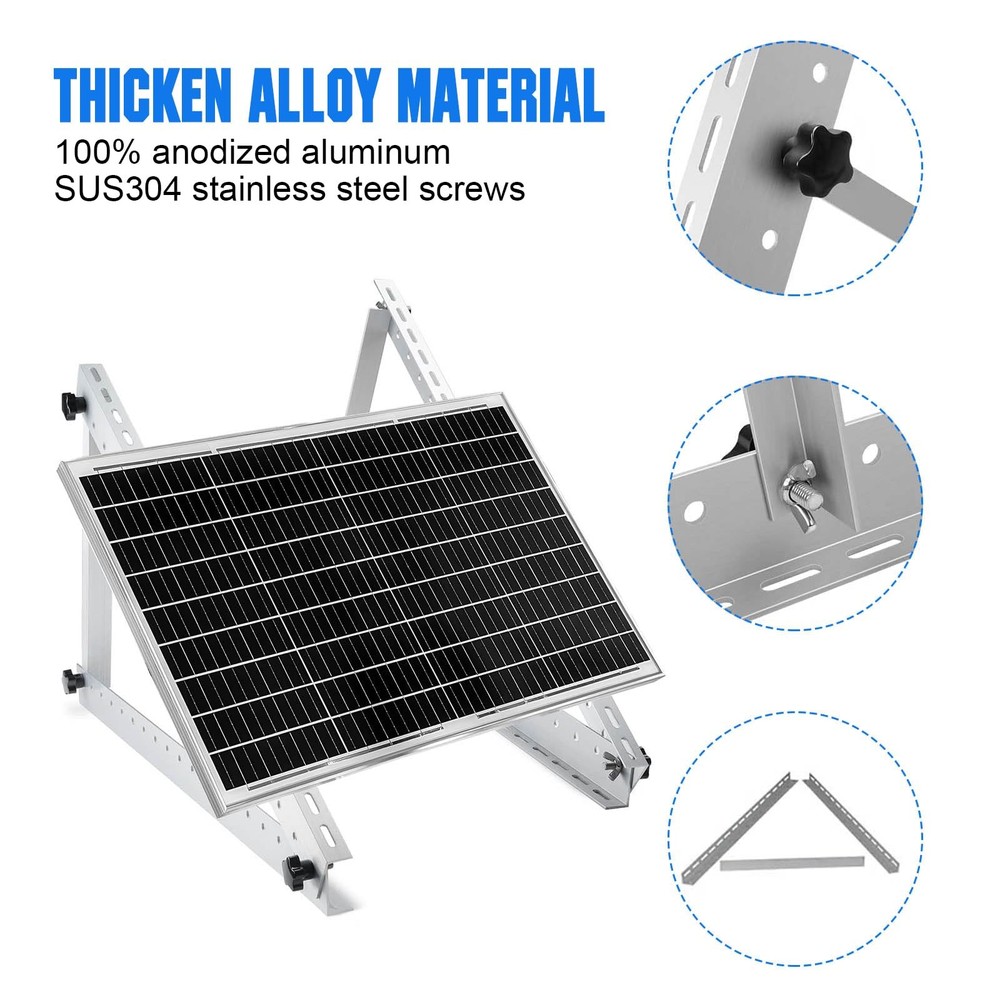 Solar Panel Mount Brackets 2 Sets 45" Adjustable Foldable Tilt Legs for 2-4 Pane