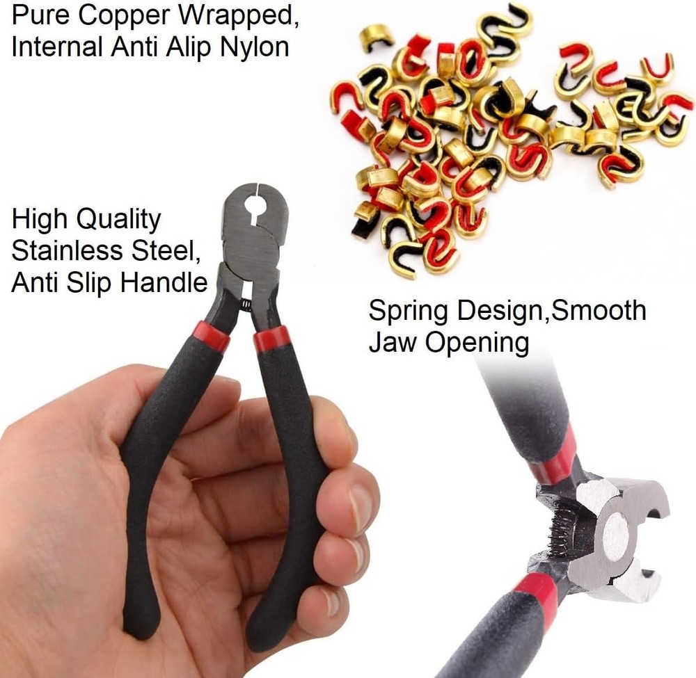 Archery Bow String Nocking Points Set with T Square Ruler Black