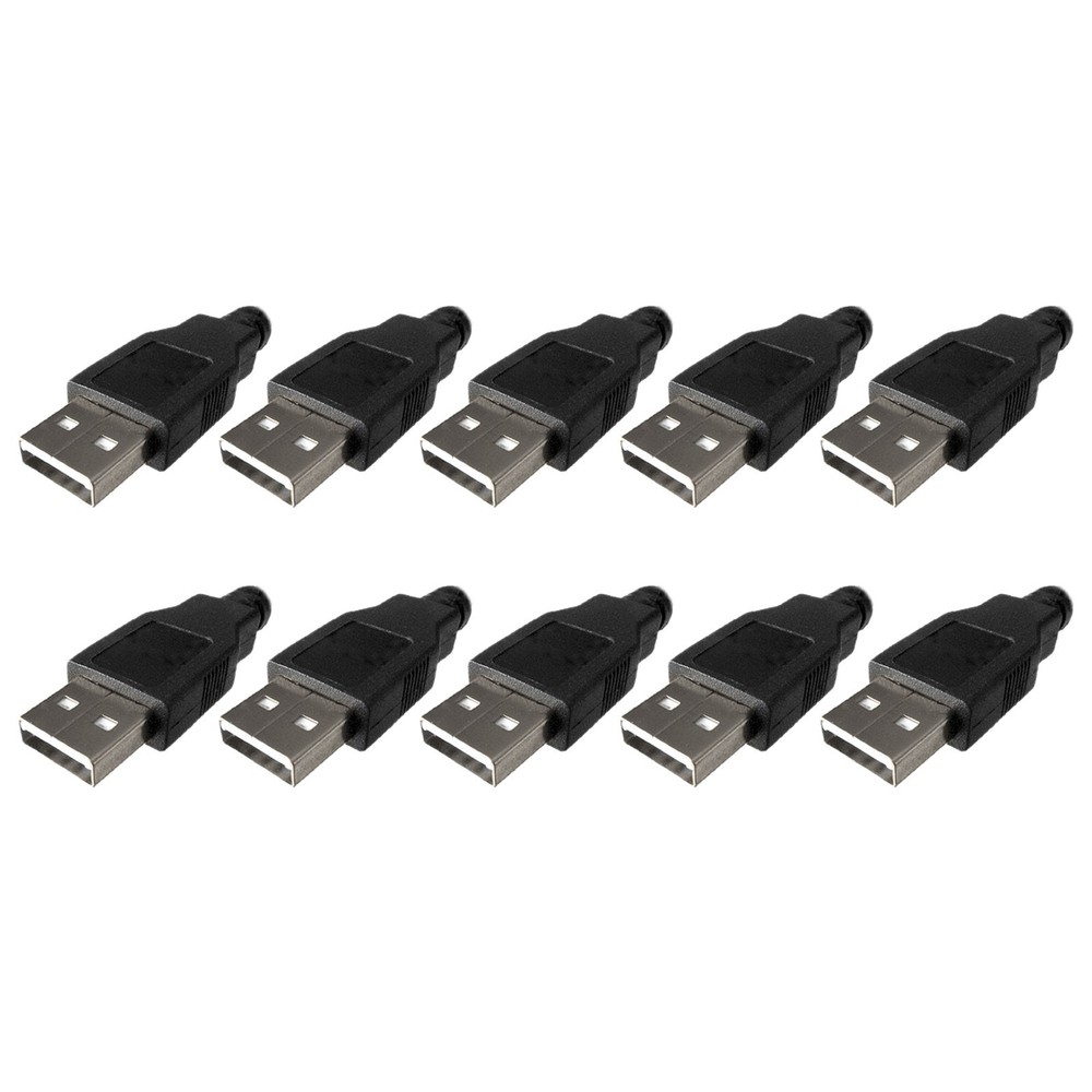Experience Optimized USB 2 0 Male Connector Black Plastic Case Pack of 10
