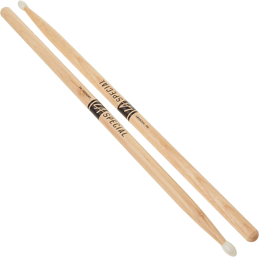 LA SPECIALS 5A Hickory Drumsticks Oval Nylon Tip Three Pairs