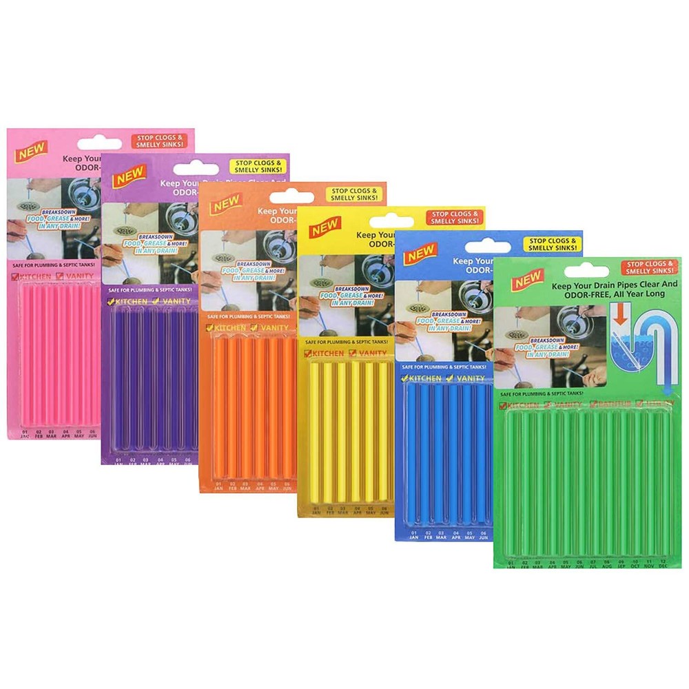 72pcs Drain Sticks Drain Cleaner Sticks Drain Sink Deodorizer Sticks