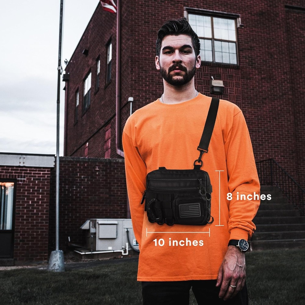 Fitdom Black Small Tactical Messenger Bag For Men. This EDC Has