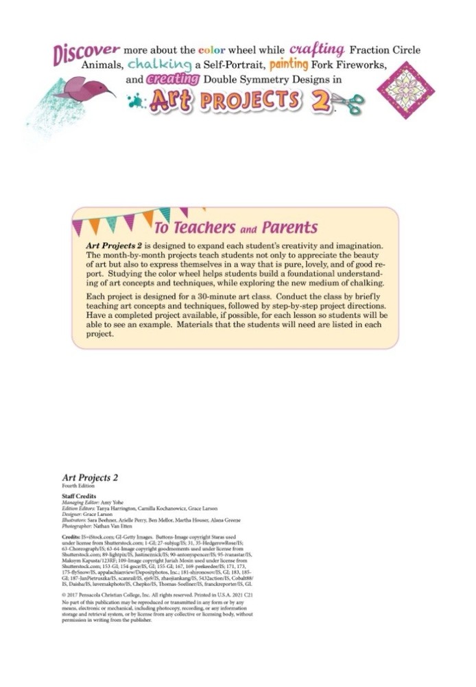 Abeka Art Projects 2. Blank Projects! Fourth Edition. 2nd Grade. Art Series.