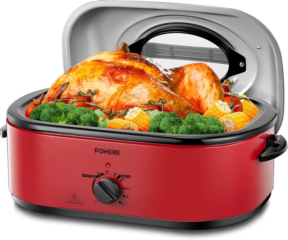 26QT Roaster Oven with Visible & Self-Basting Lid, Large Turkey Roaster