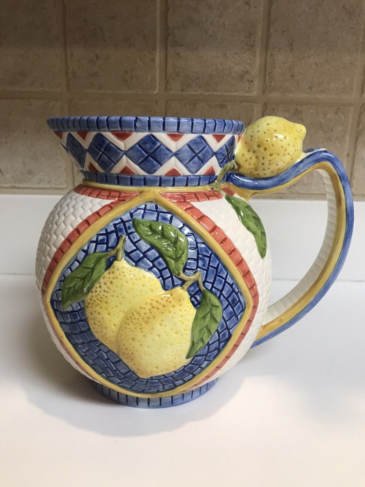 Clay Art Mosaic Lemon Pitcher