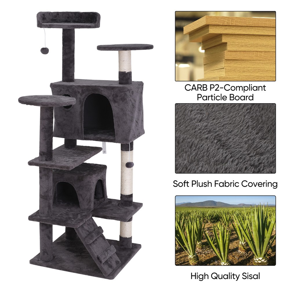 Multiple Sizes Cat Tree Tower Cats Post Plush Perch Condo Playing Activity House