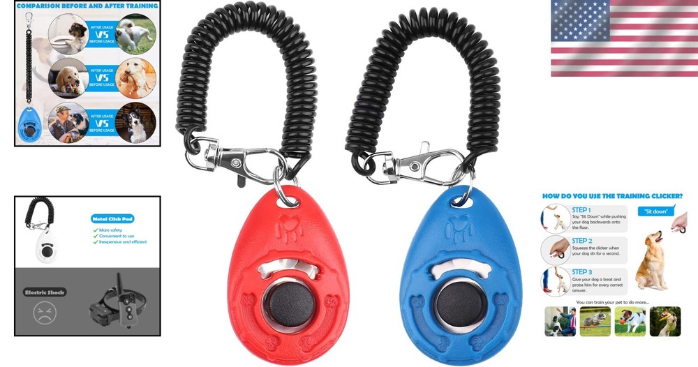 Durable 2-Pack Dog Training Clicker with Wrist Strap - Easy Pet Training Tool