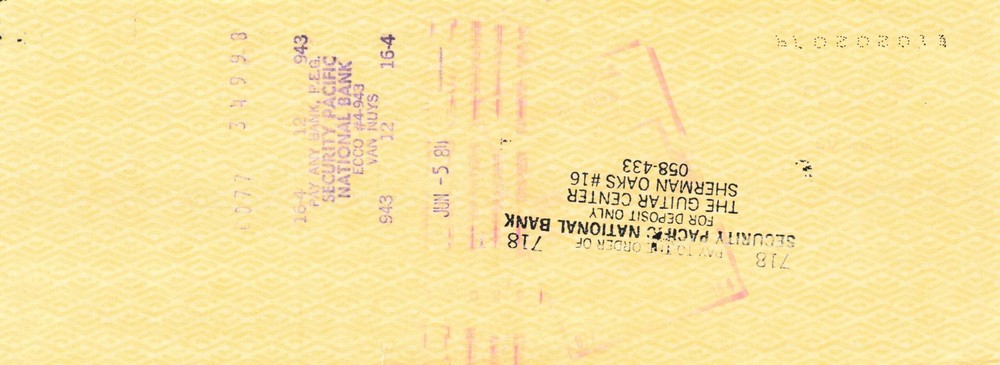 Bobby Sherman SIGNED Cancelled Check from 1984
