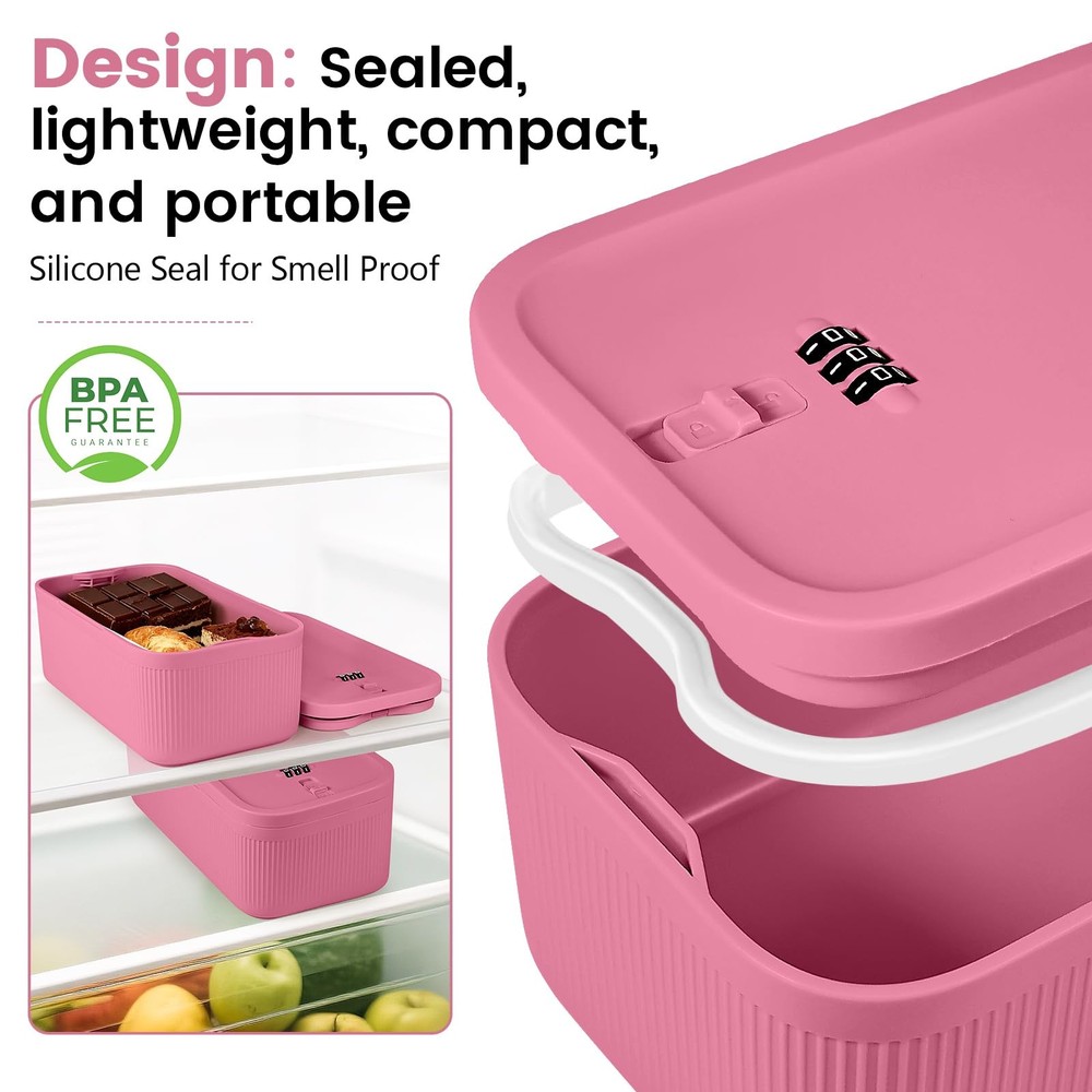 Small Lock Box,Lockable Storage Box with Combination Code 9.25 inches, Pink