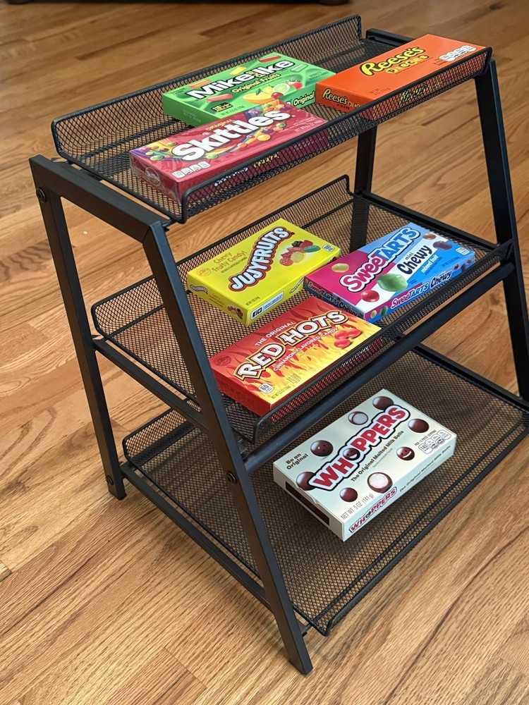 Candy Display Rack with Pull-out Tray, 3-Tire Snack Organizer for Countertop ...