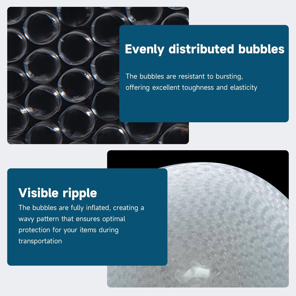 12 Inch Bubble Wrap 36ft Long, Perforated Packing Material, White