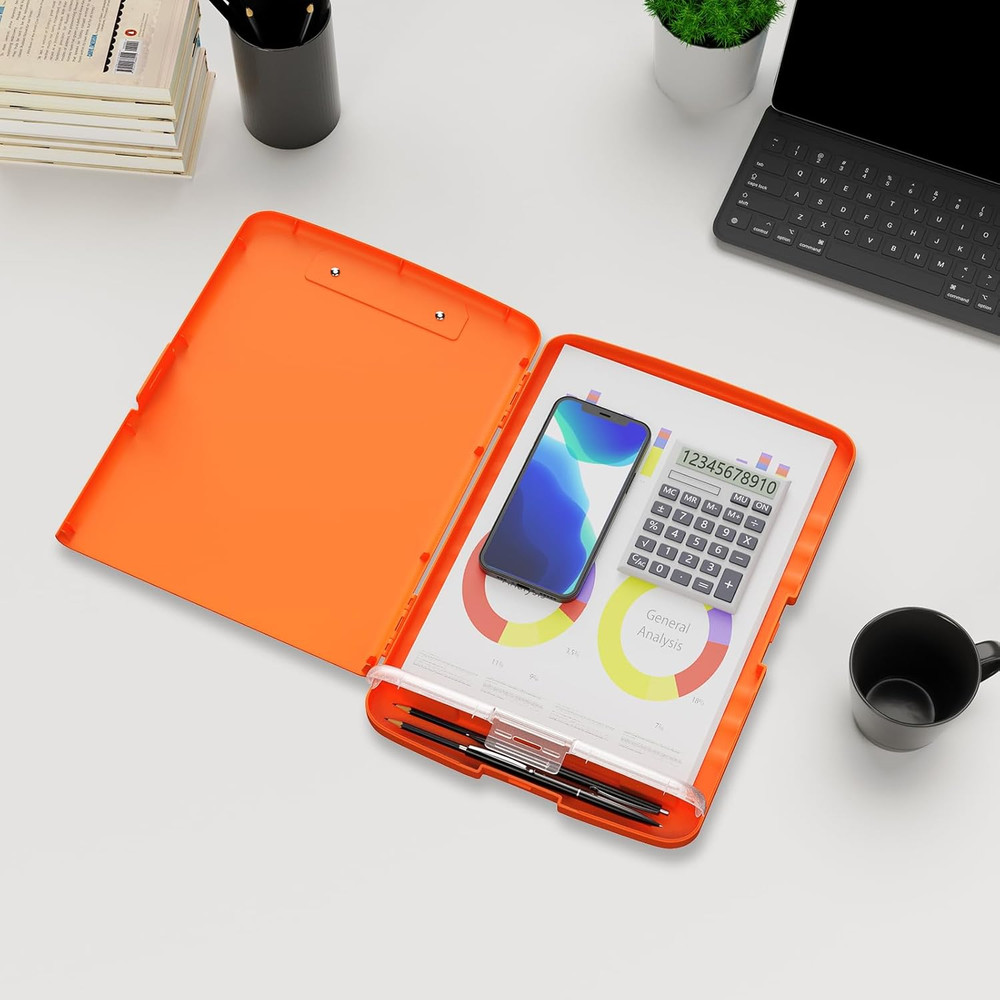 Plastic Clipboard with Storage, 8.5 X 11 Storage Organization Box Side-Opening,