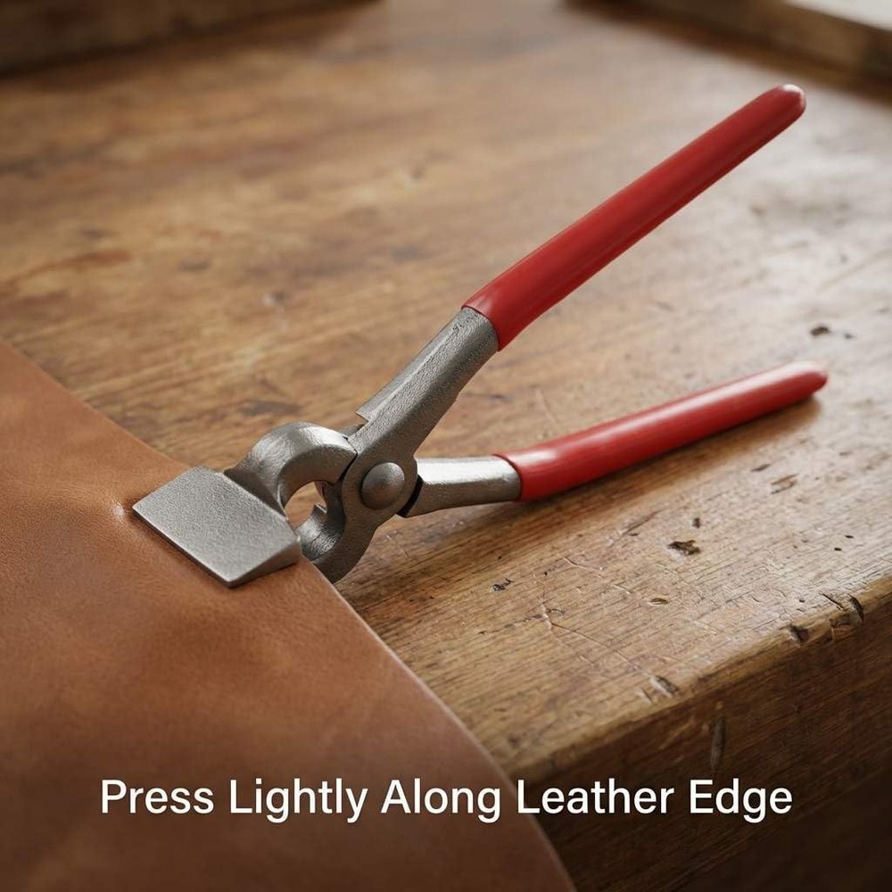 QWORK Flat Pliers Leather Press Pliers, Edge Adjustment Red