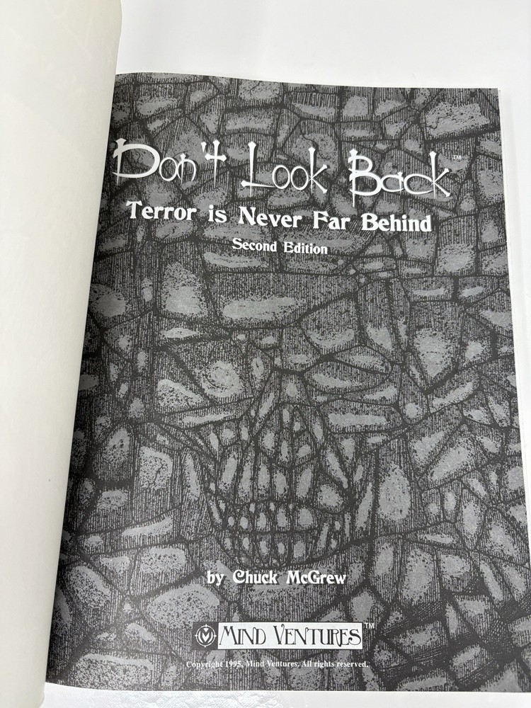 Don’t Look Back Terror Is Never Far Behind Mind Ventures RPG Sourcebook 2nd Edit