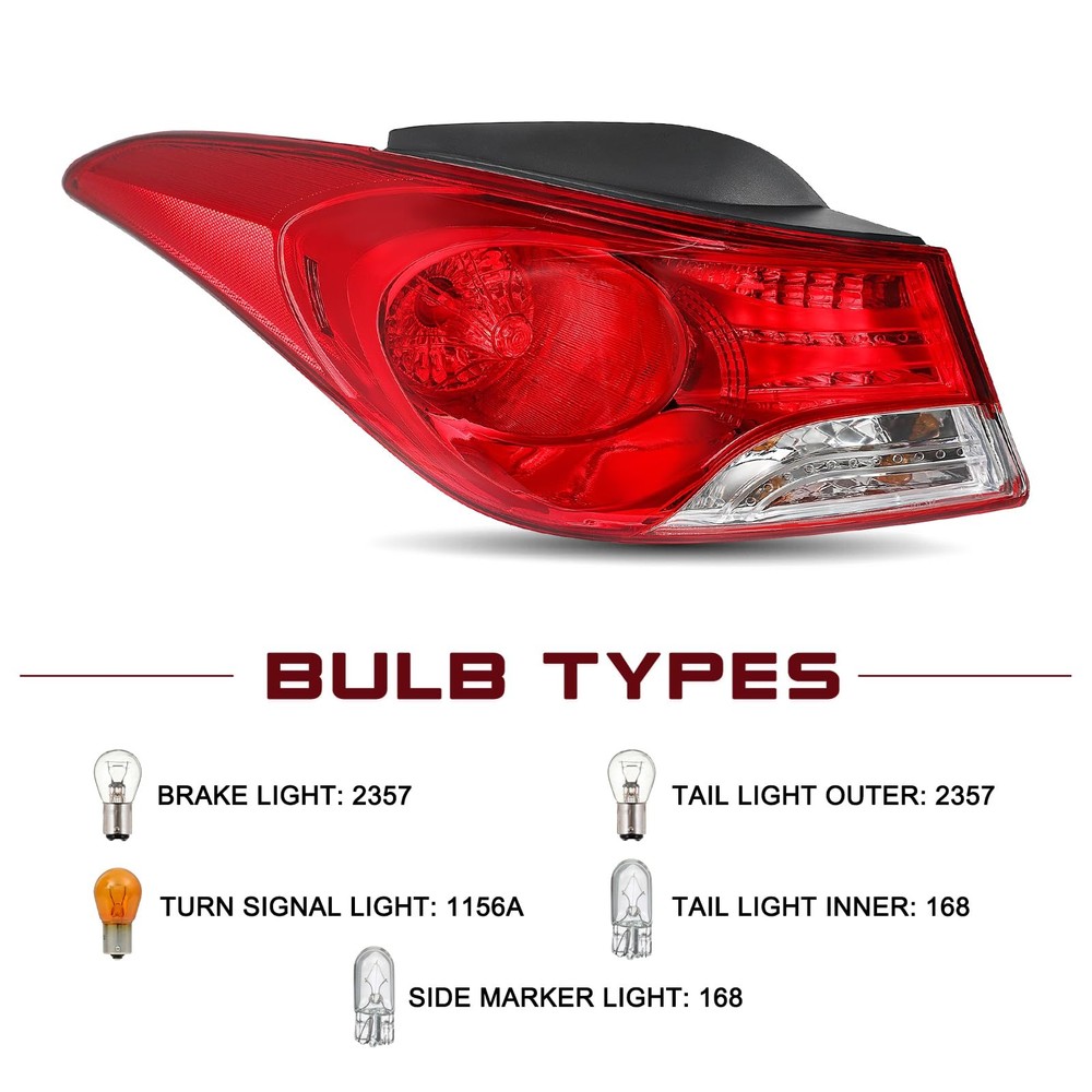 Tail Light Assembly for 2011-2013 Elantra Left Side
