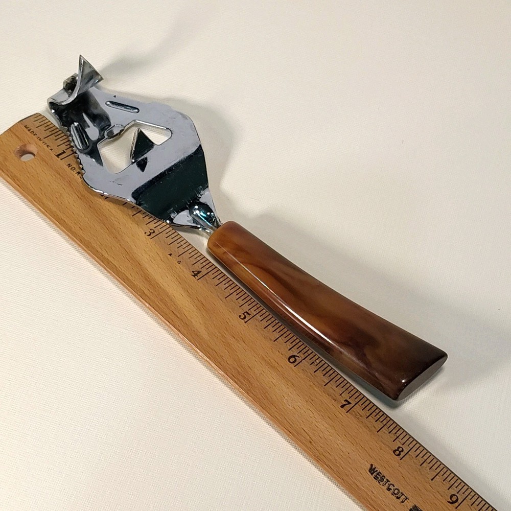 Bottle Can Opener Bar Kitchen Multitool Swirly Butterscotch Brown Handle