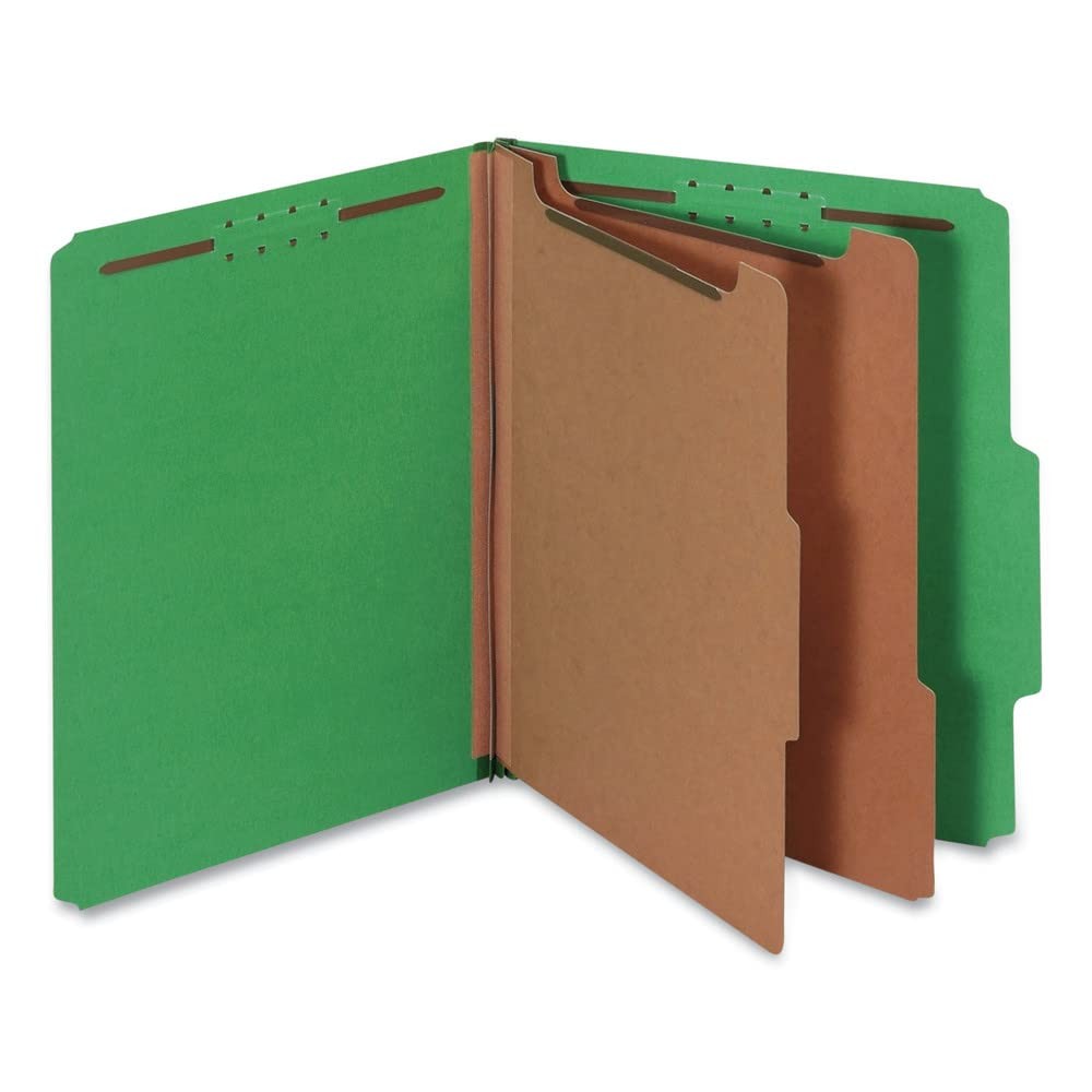 Universal 10302 Pressboard Classification Folders, Letter, Green