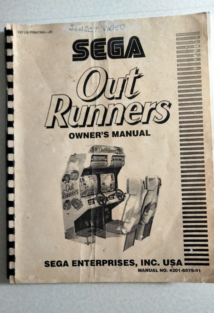 Original Sega Out Runners Arcade Game Manual