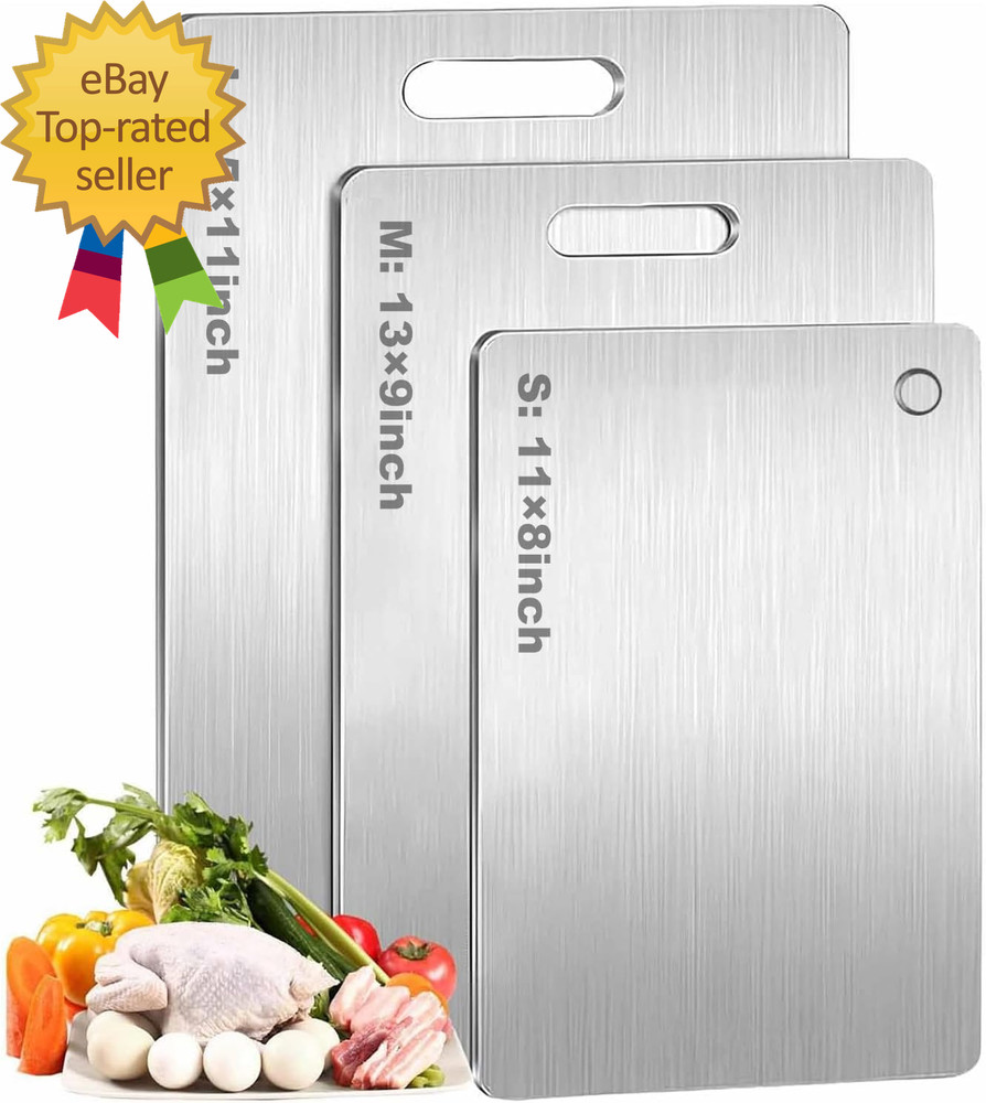 100% Pure Titanium Cutting Boards for Kitchen Double-Sided Dishwasher Safe