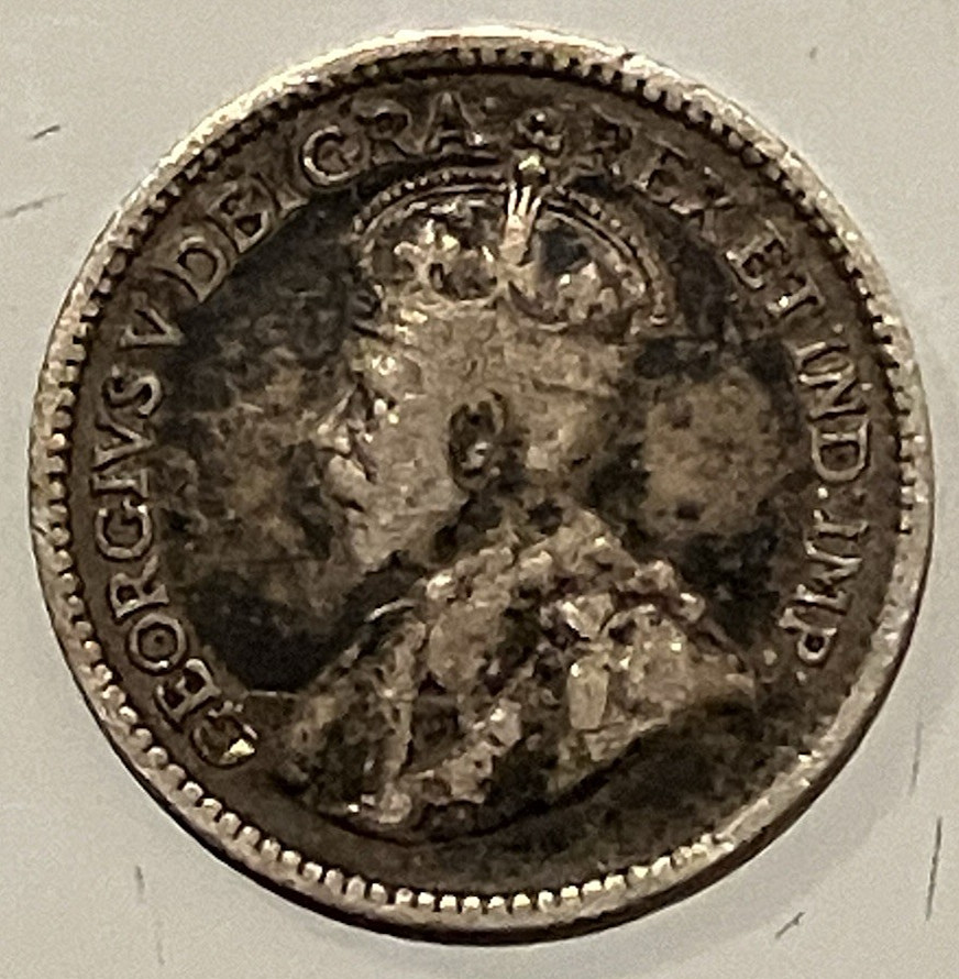1913 George V Canada Silver 5 Cent Piece.