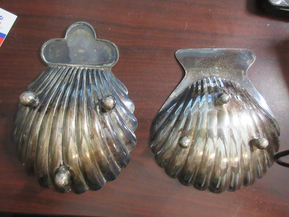 Mexico 2 Sterling Silver Shell Footed Dish Bowl Tarnish 1950s