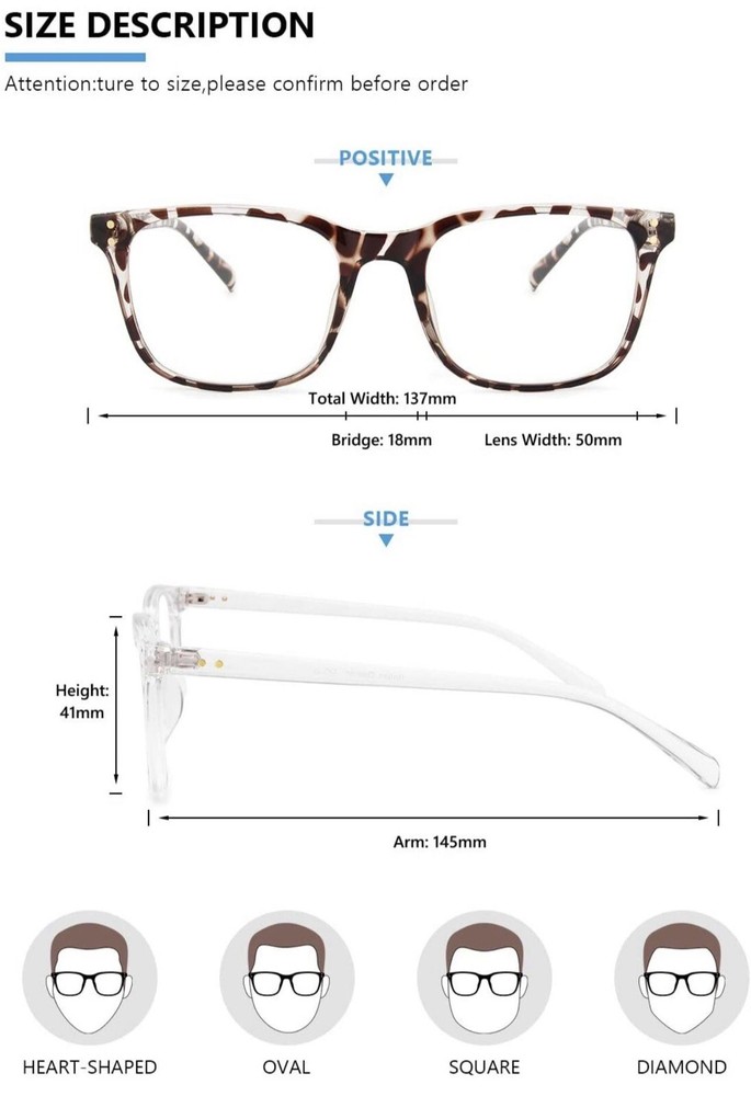 Blue Light Blocking Glasses Computer Gaming Square Nerd Eyeglasses