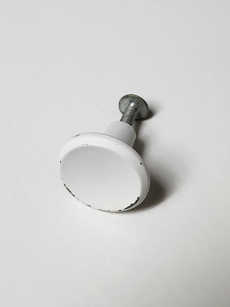 Vintage Metal White Drawer 1" Pull Knob