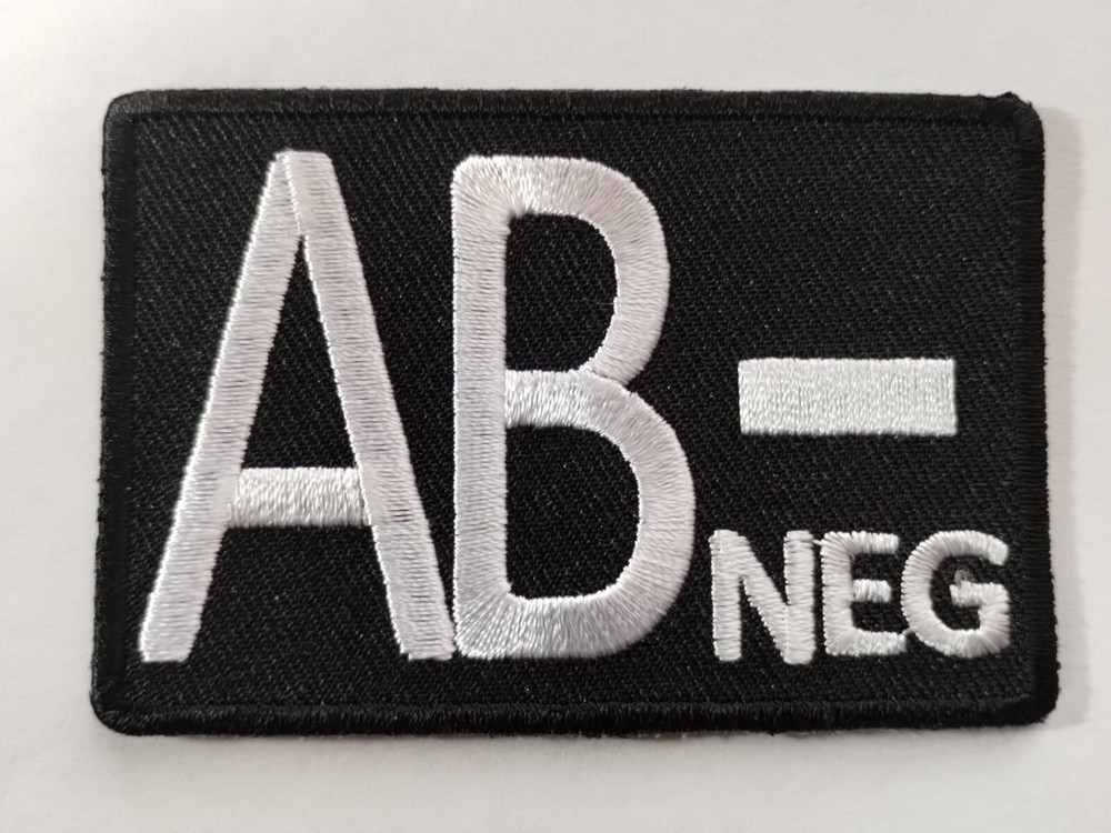 Blood Type ( AB Negative) ID Patch Iron On 2 Inch By 3 In