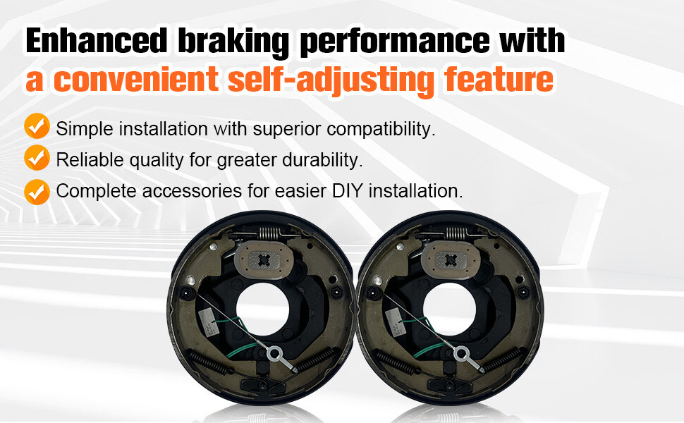 Electric Trailer Self Adjusting Brake 5-4.5" Hub Drum Kit For 3500 lb Axle