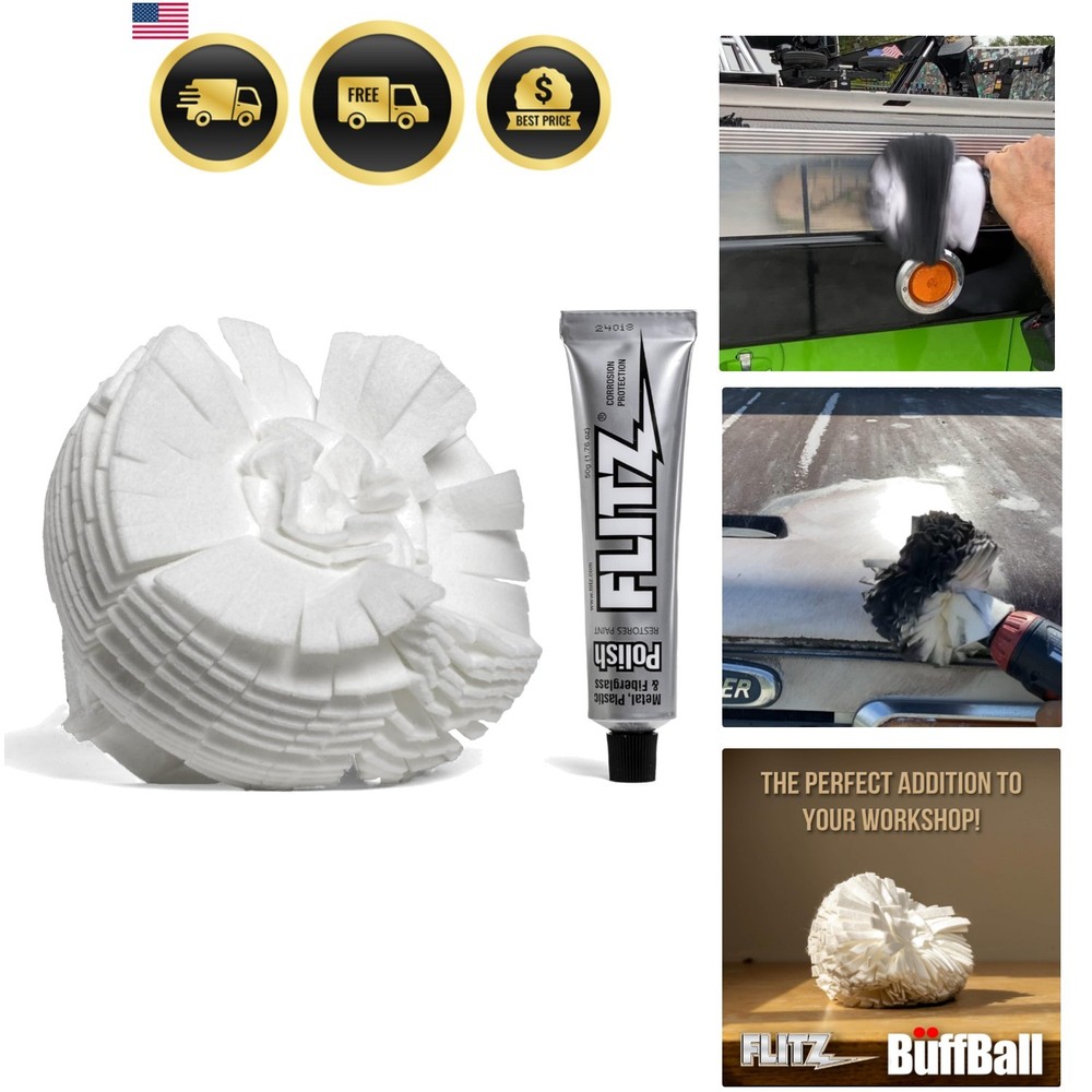 Buff Ball Drill Buffer Polisher Kit Metal Polish Paste All Surfaces 5in