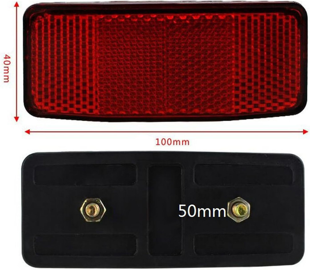 2-Pack Rectangular Red Bike Reflectors, Rear Frame Mount Cycling Warning Acce..