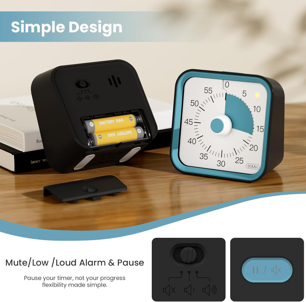 Visual Timer for Kids with Pause Function, 60 Minute Countdown Timer for Kids De