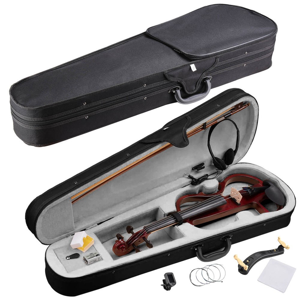 4/4 Size 2 Style Electric Silent Violin Set Practicing Performing w/ Case Gift
