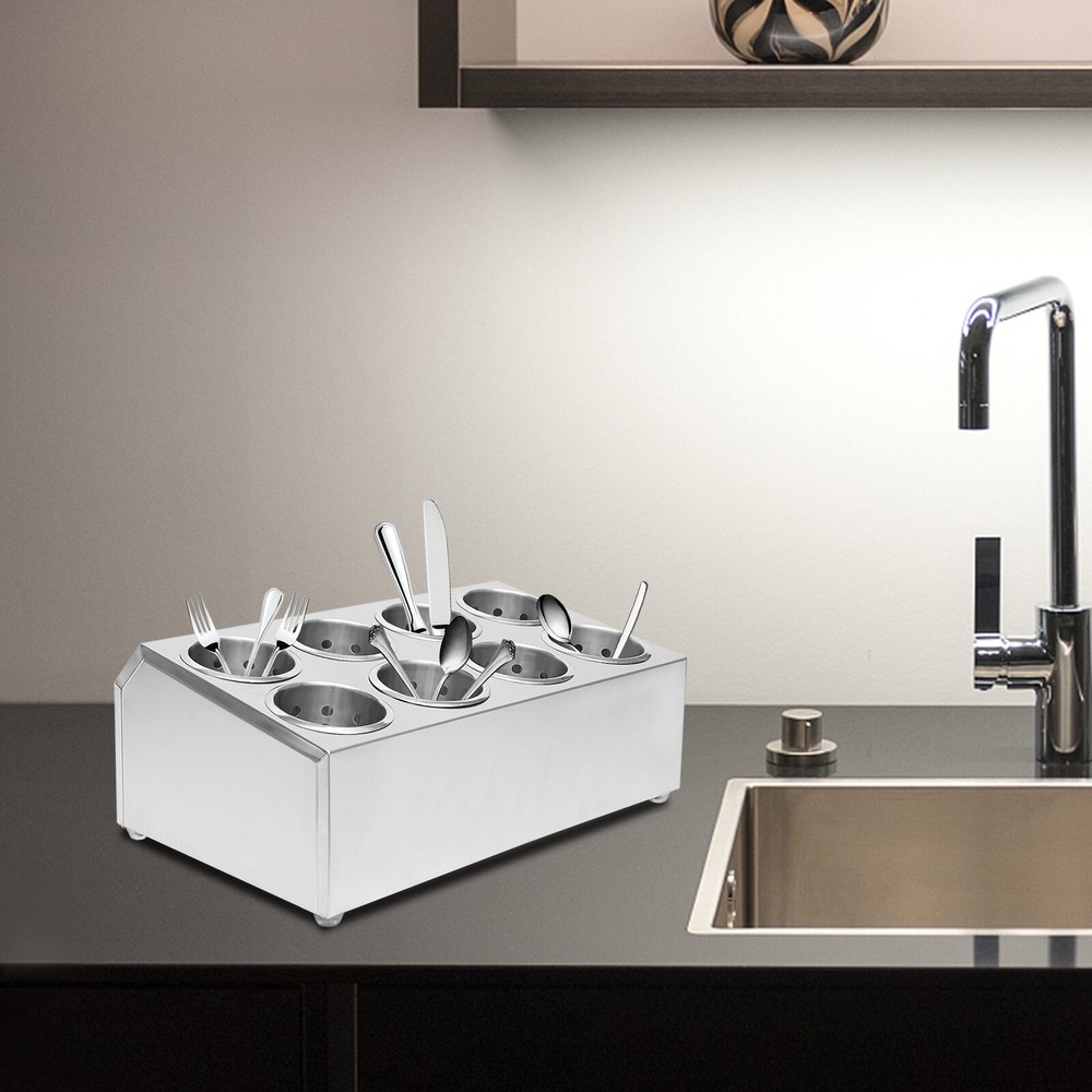 8 Compartment Stainless Steel Flatware Holder for Efficient Storage