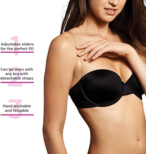 GUKOY Clear Bra Strap Invisible Adjustable Shoulder Strap, 4 15MM,