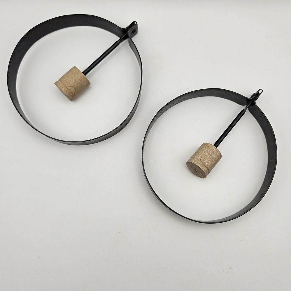 Pair of Non-stick egg rings with folding handle
