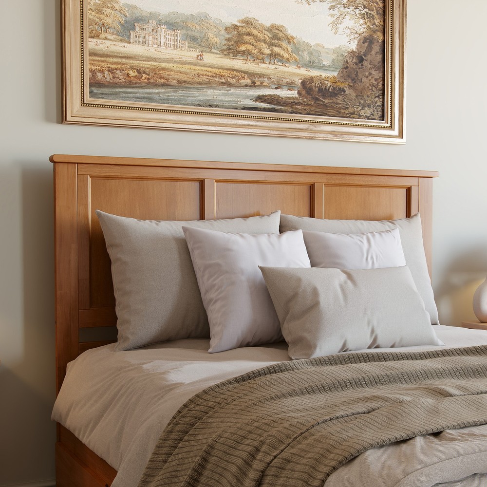 Madison Queen Solid Wood Panel Headboard in Light Toffee