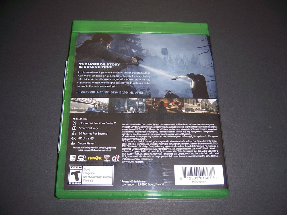 Alan Awake Remastered Xbox One Xbox Series X|S *CASE ONLY* Authentic