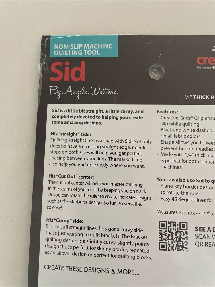 Genuine Creative Grids Non-Slip Machine Quilting Tool - Sid By Angela Walters