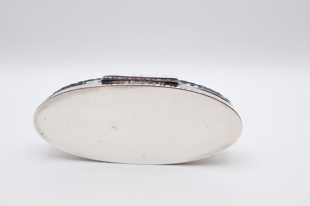 Antique Solid Silver Oval Trinket Jewellery Box Hallmarked Chester 1908