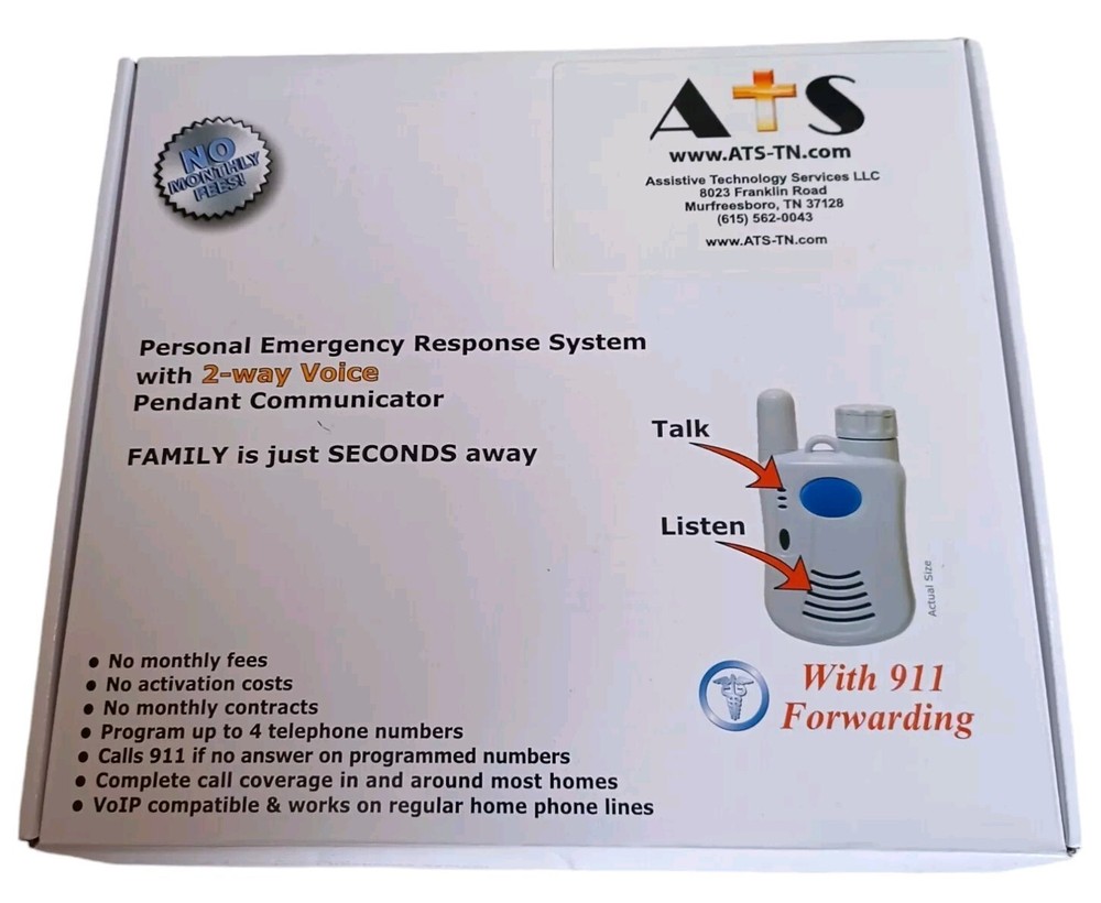 ATS Personal Emergency Response System 2-way Voice Pendant Communicator Set