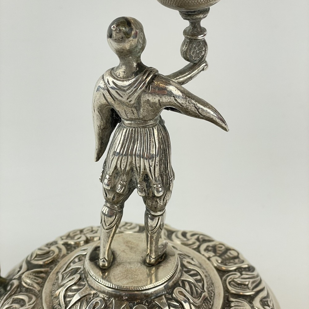Antique Probably Spanish Solid “915” Silver Figural Chamberstick Figurehead 18cm