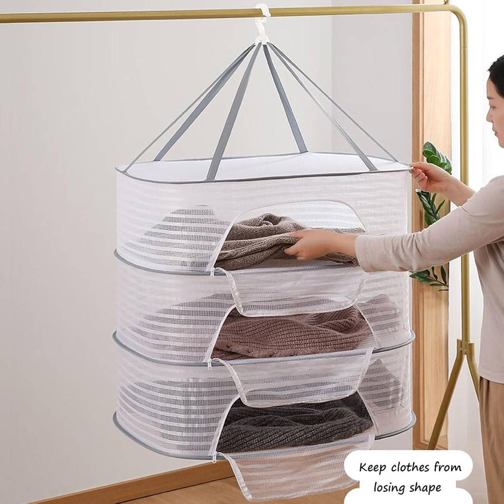 Hanging Drying Net Herb Drying Rack Foldable Fish Mesh Rack Net Large 3 Layer