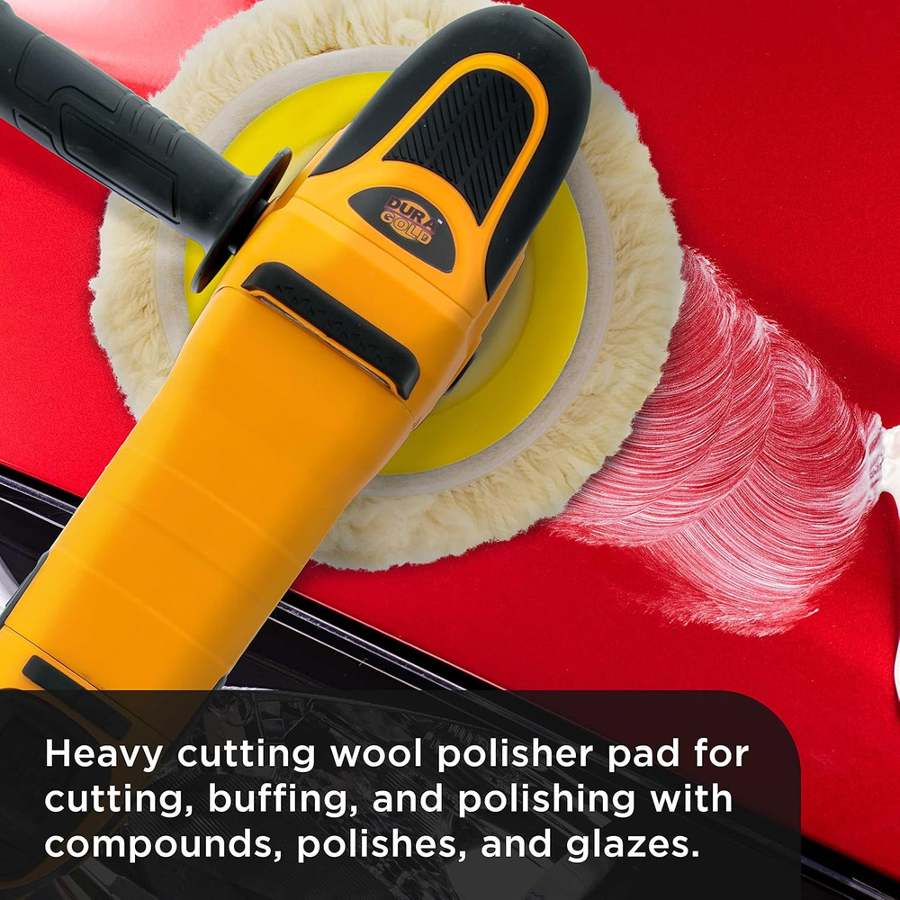 8" 100% Wool Polishing & Buffing Pad with Hook and Loop Backing - Wool Buffing P