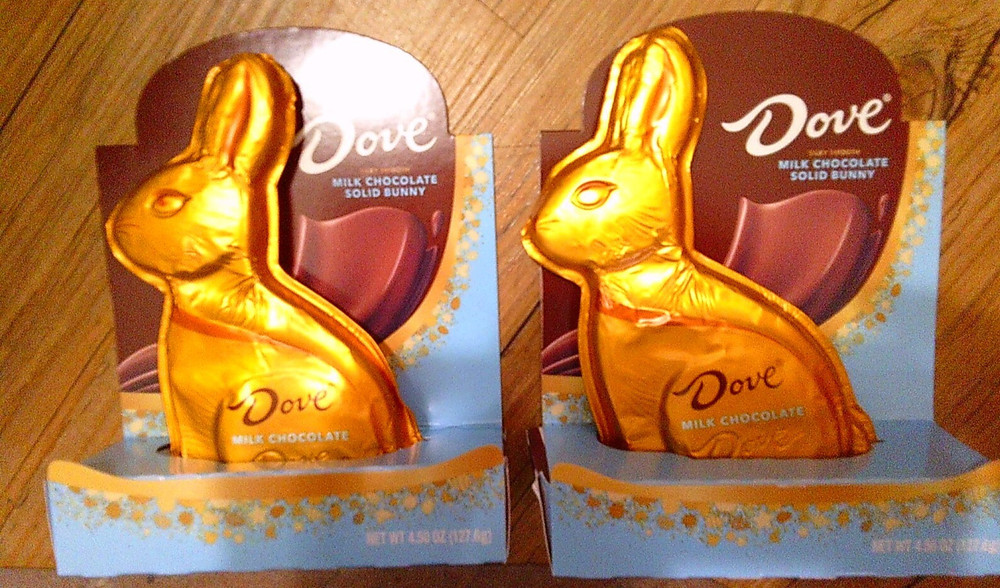 2 NEW DOVE SOLID silky smooth MILK CHOCOLATE BUNNIES 4.5 oz each